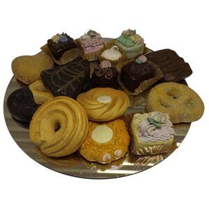 Fake Artificial Pastry Petite Fours Cookie Cake Chocolate Display Mirror Base